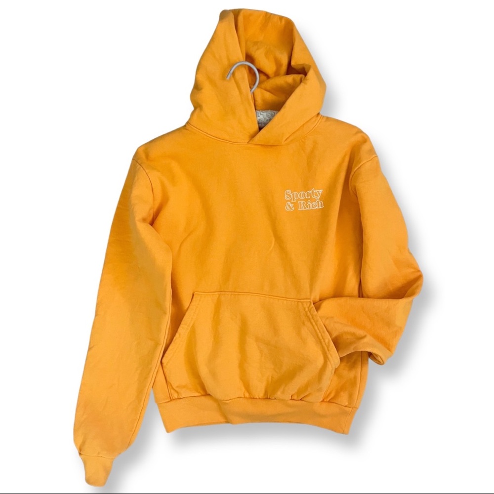 Sporty & Rich Fun Logo Hoodie in Dandelion sz XS